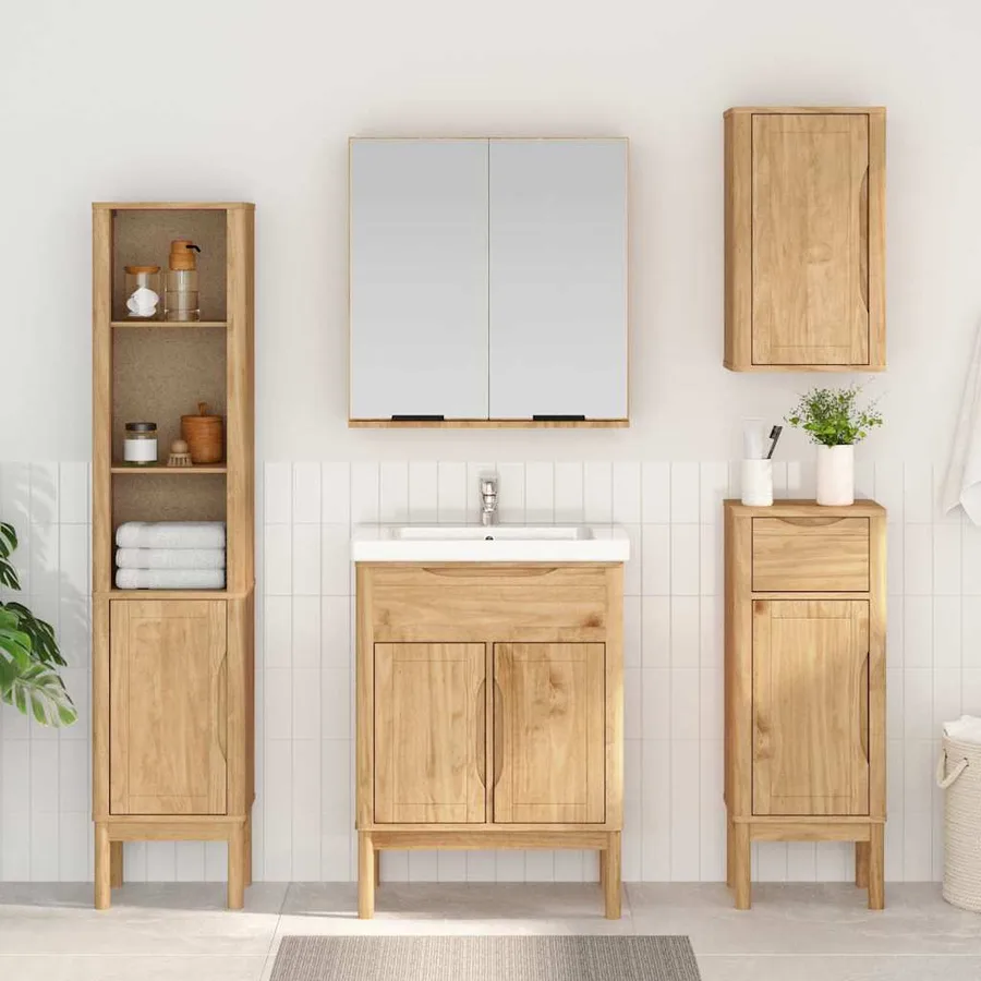 Ensemble de mobilier de salle de bain FLORO 4 pcs Cire marron - 4