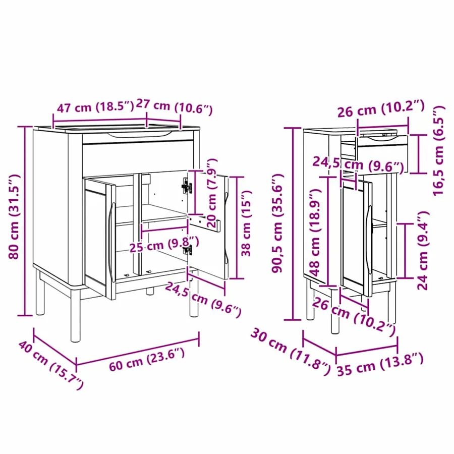 Ensemble de mobilier de salle de bain FLORO 2 pcs Cire marron - 14