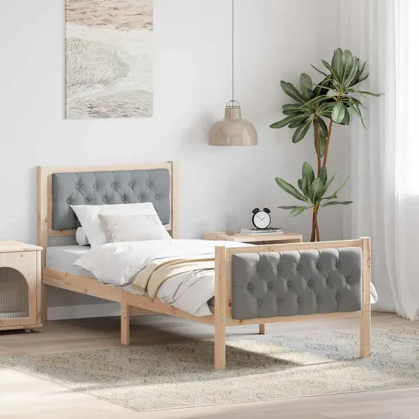 Cadre de lit avec tête de lit Gris clair 80 x 200 cm Pin massif