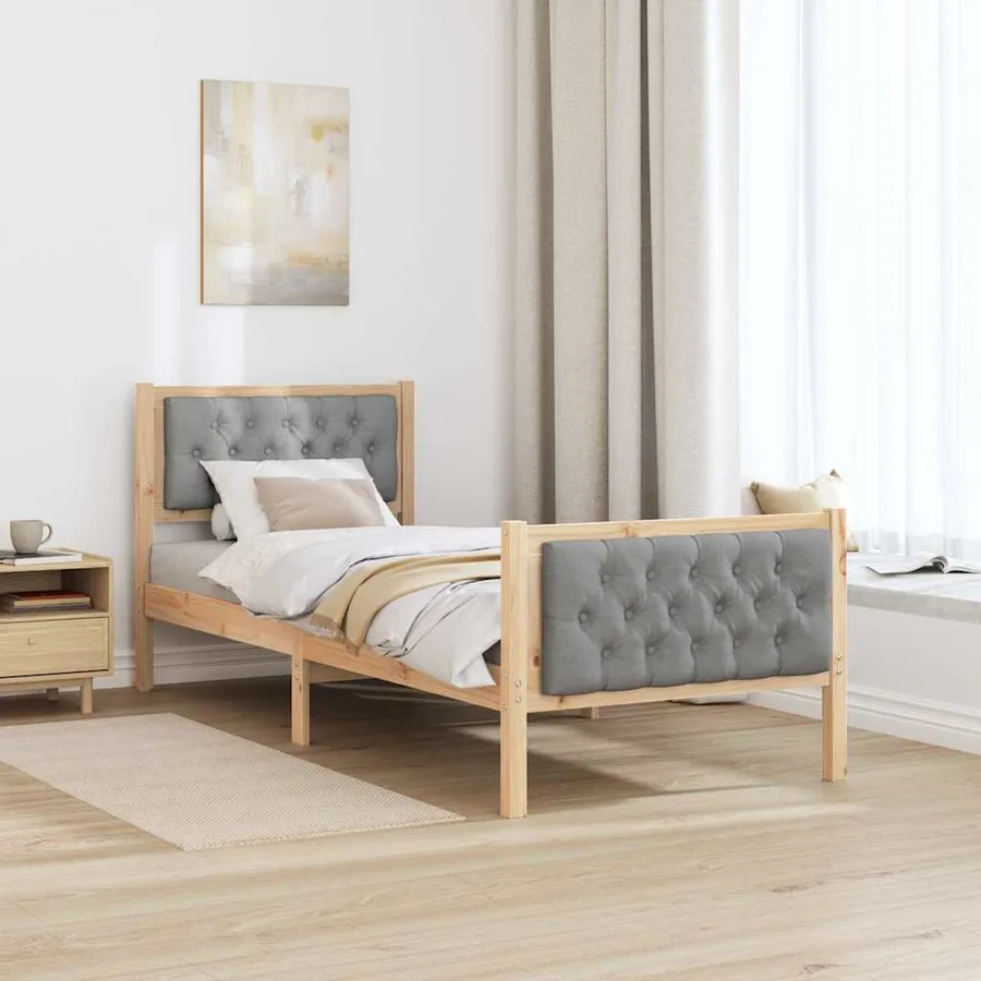 Cadre de lit avec tête de lit Gris clair 80 x 200 cm Pin massif - 4