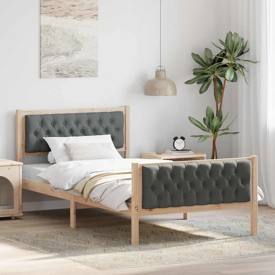 Cadre de lit Gris foncé 100 x 200 cm Pin massif
