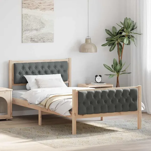 Cadre de lit Gris foncé 100 x 200 cm Pin massif