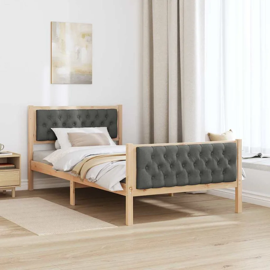 Cadre de lit Gris foncé 100 x 200 cm Pin massif - 4