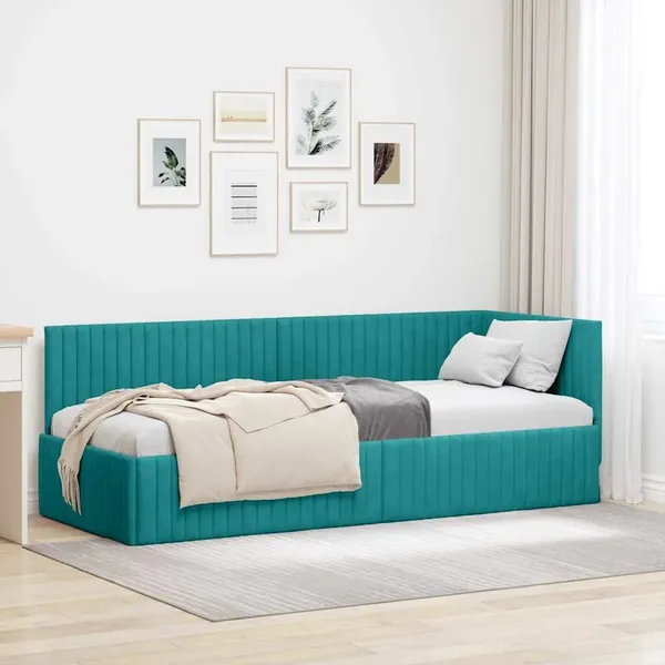 Cadre de lit d'angle Turquoise 80 cm x 200 cm Velours