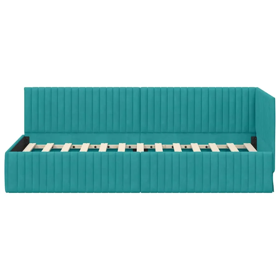 Cadre de lit d'angle Turquoise 80 cm x 200 cm Velours - 5