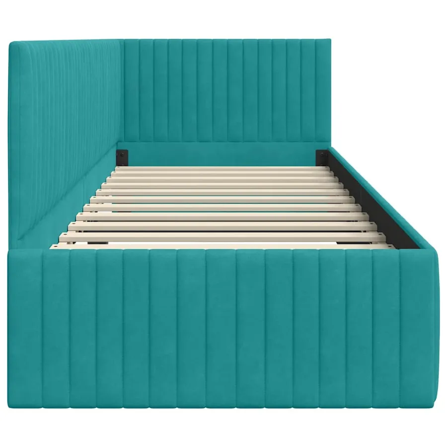 Cadre de lit d'angle Turquoise 80 cm x 200 cm Velours - 6