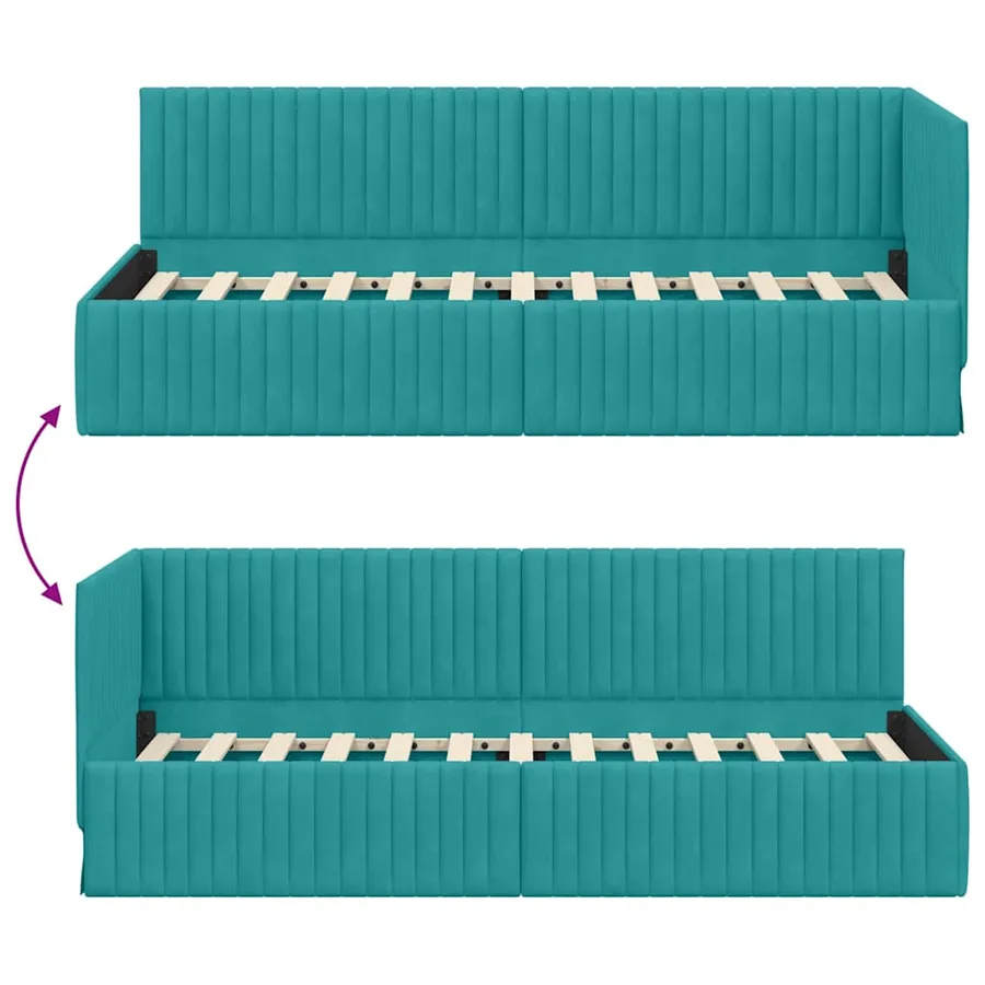 Cadre de lit d'angle Turquoise 80 cm x 200 cm Velours - 9