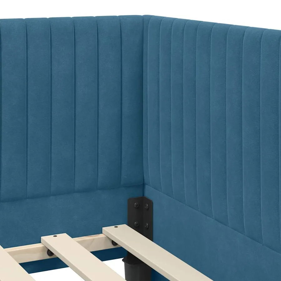 Cadre de lit d'angle avec matelas 2 pcs Bleu Velours - 10