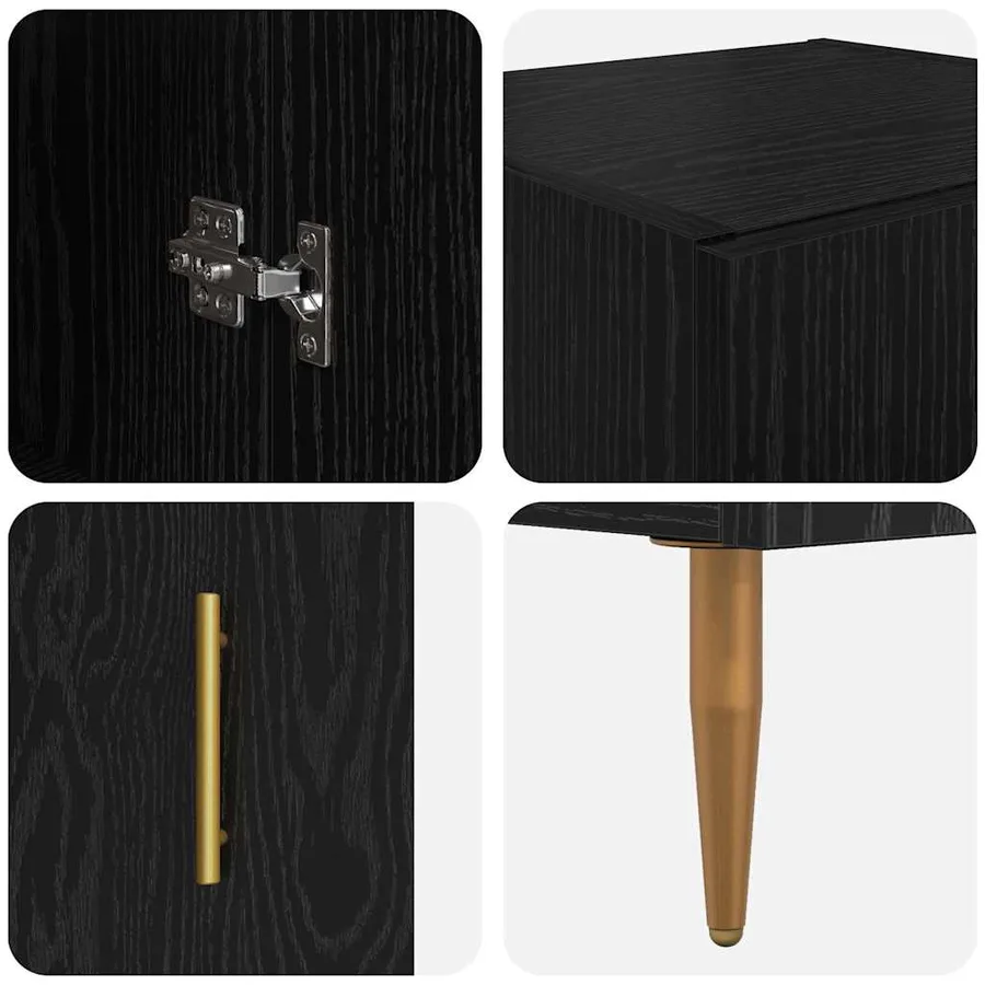 Haut Armoire 2 pcs Chêne noir Verre - 11