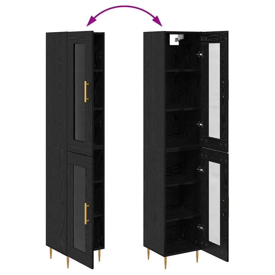 Haut Armoire 2 pcs Chêne noir Verre - 13