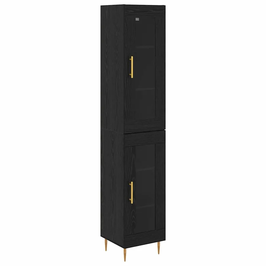 Haut Armoire 2 pcs Chêne noir Verre - 2
