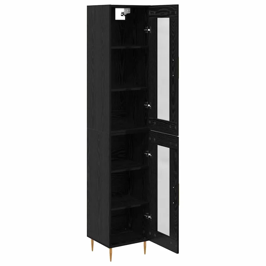 Haut Armoire 2 pcs Chêne noir Verre - 5