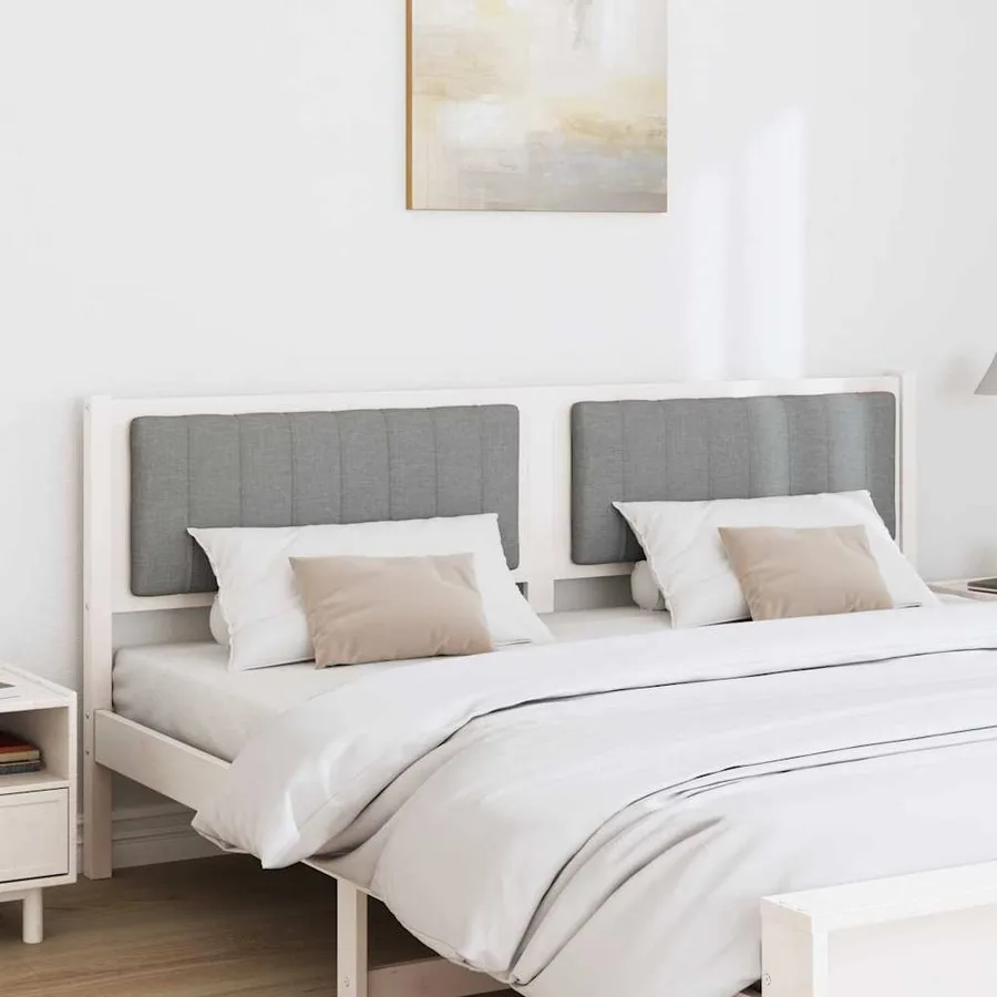 Tête de lit capitonnée avec tête de lit Blanc 180 cm Pin massif - 3
