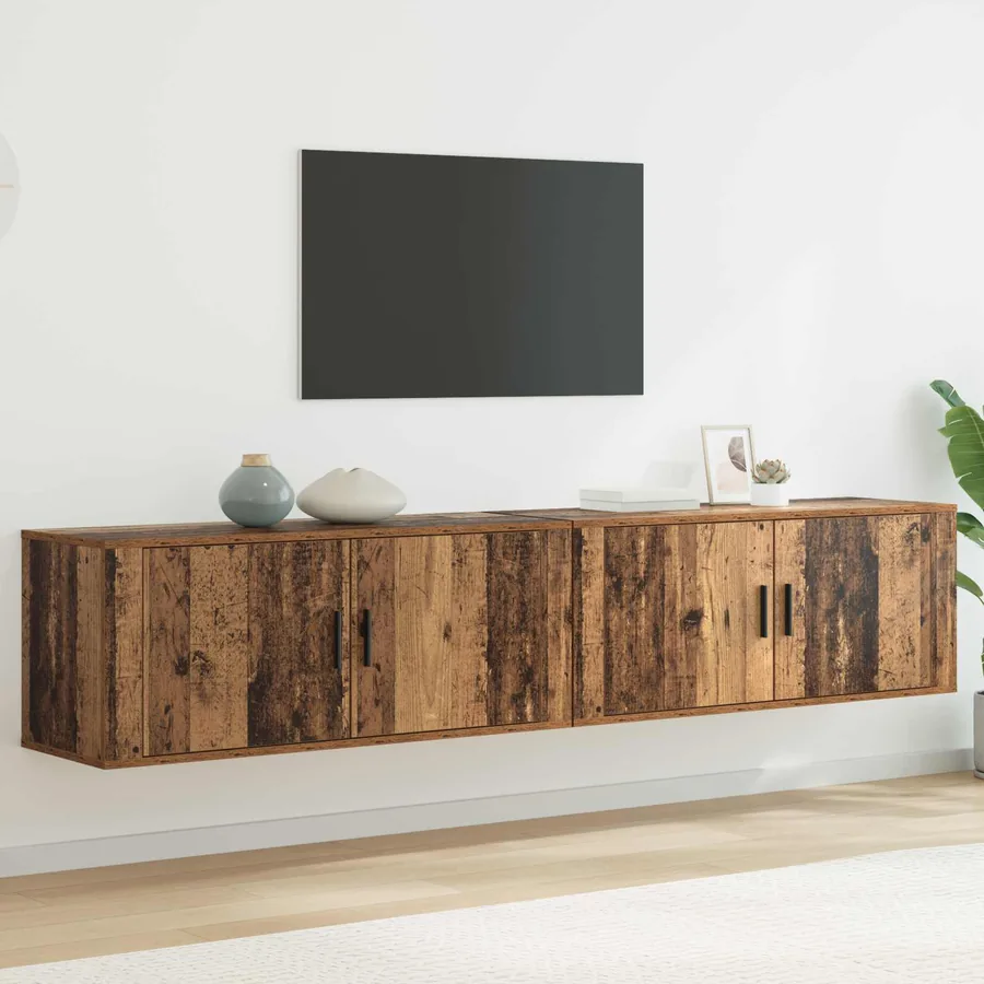 Ensemble de meuble TV mural 2 pcs Bois Ancien Bois d'ingénierie