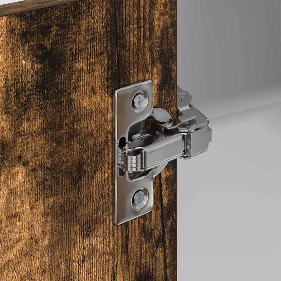 Armoire suspendue Chêne fumé et Blanc 57 x 57 x 100 cm - 9