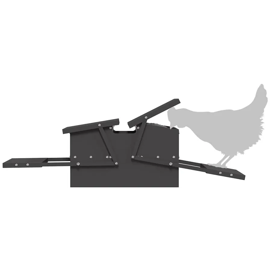 Nourrisseur à pédale pour poules Noir 75 x 53 x 20,5 cm - 11