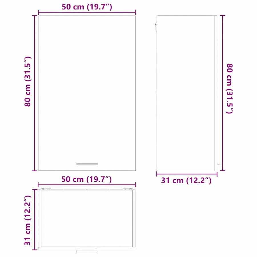 Armoire suspendue Chêne noir et Blanc 50 x 31 x 80 cm - 13