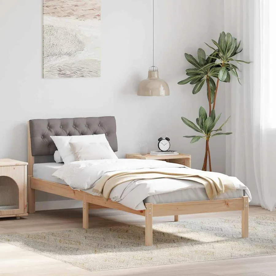 Cadre de lit Marron et taupe 80 x 200 cm Bois massif en pin