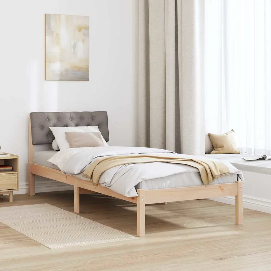 Cadre de lit Marron et taupe 80 x 200 cm Bois massif en pin - 4