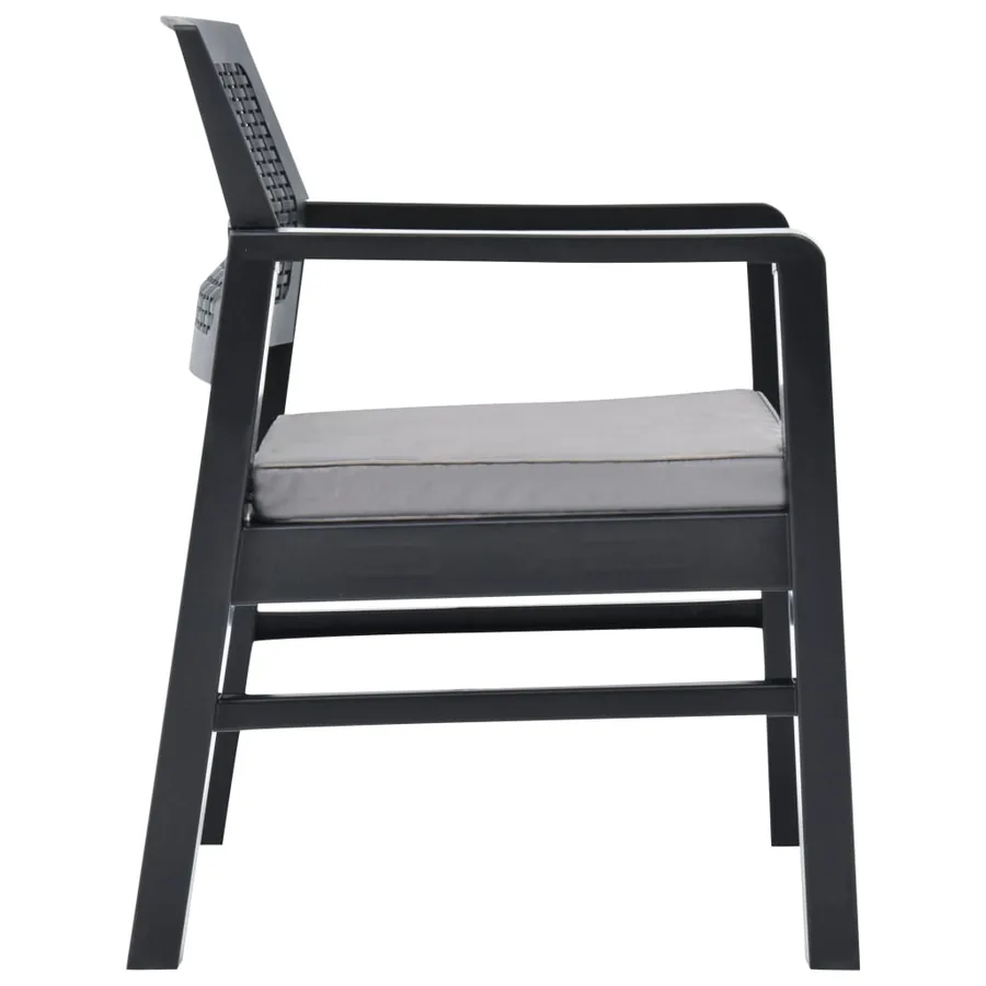 Salon de jardin 3 pcs Plastique Anthracite - 10