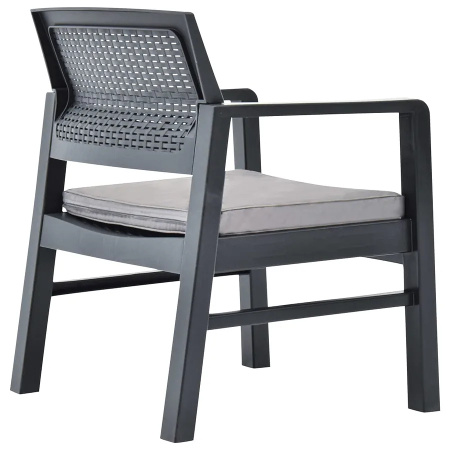 Salon de jardin 3 pcs Plastique Anthracite - 11