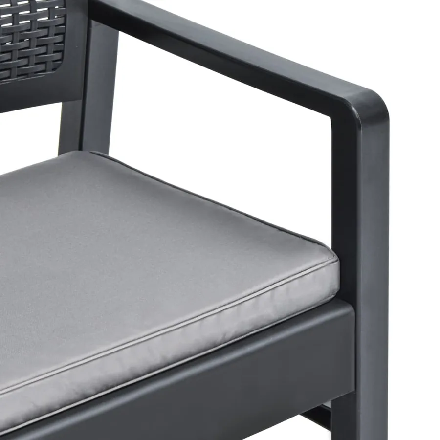 Salon de jardin 3 pcs Plastique Anthracite - 12