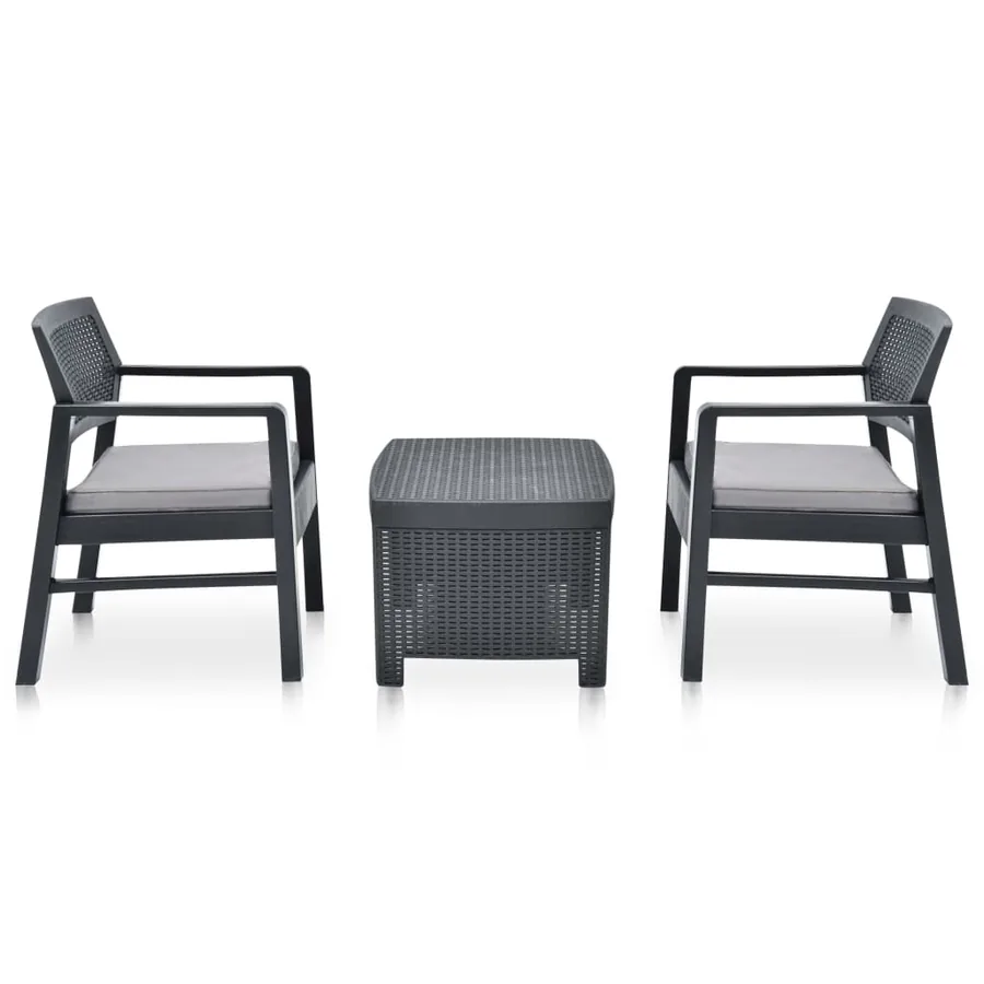 Salon de jardin 3 pcs Plastique Anthracite - 2