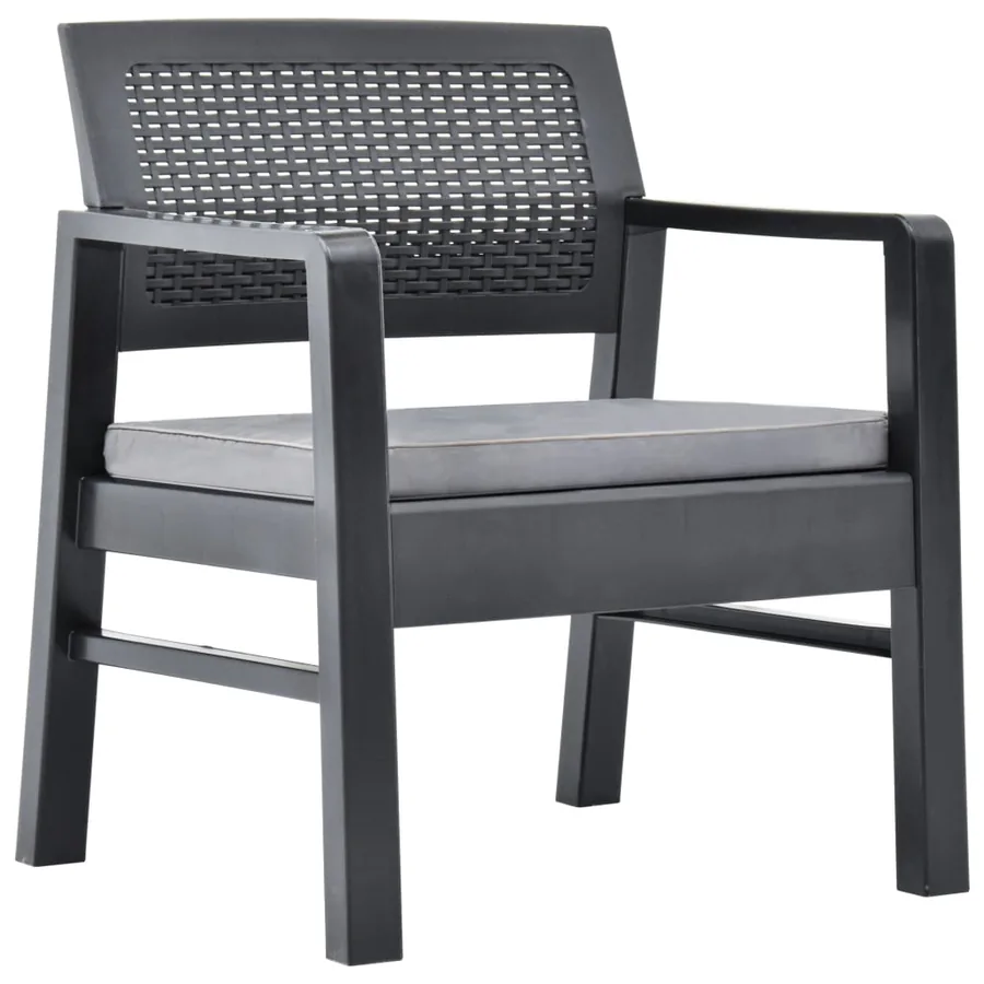 Salon de jardin 3 pcs Plastique Anthracite - 8