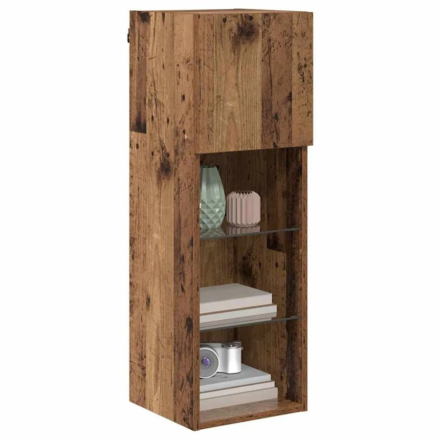 Meubles TV muraux avec LED 2 pcs Bois ancien 30,5 x 30 x 90 cm - 3