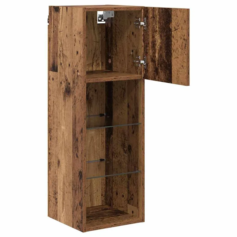 Meubles TV muraux avec LED 2 pcs Bois ancien 30,5 x 30 x 90 cm - 7