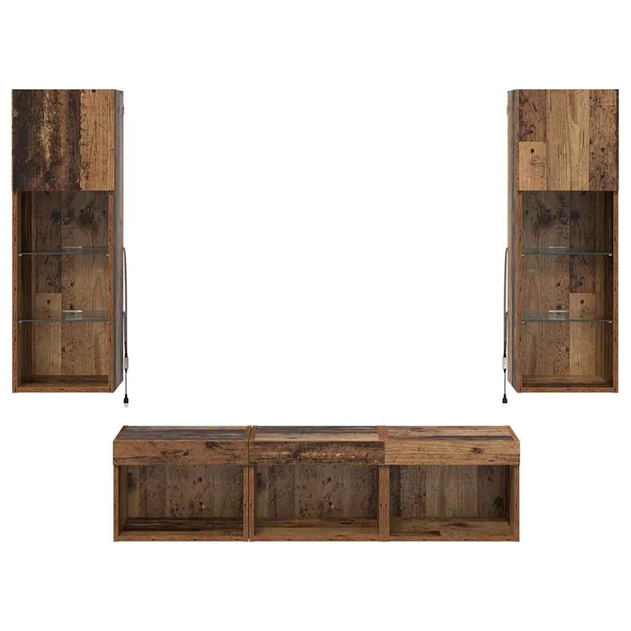 Meubles TV muraux 5 pcs Chêne noir Bois d'ingénierie - 10