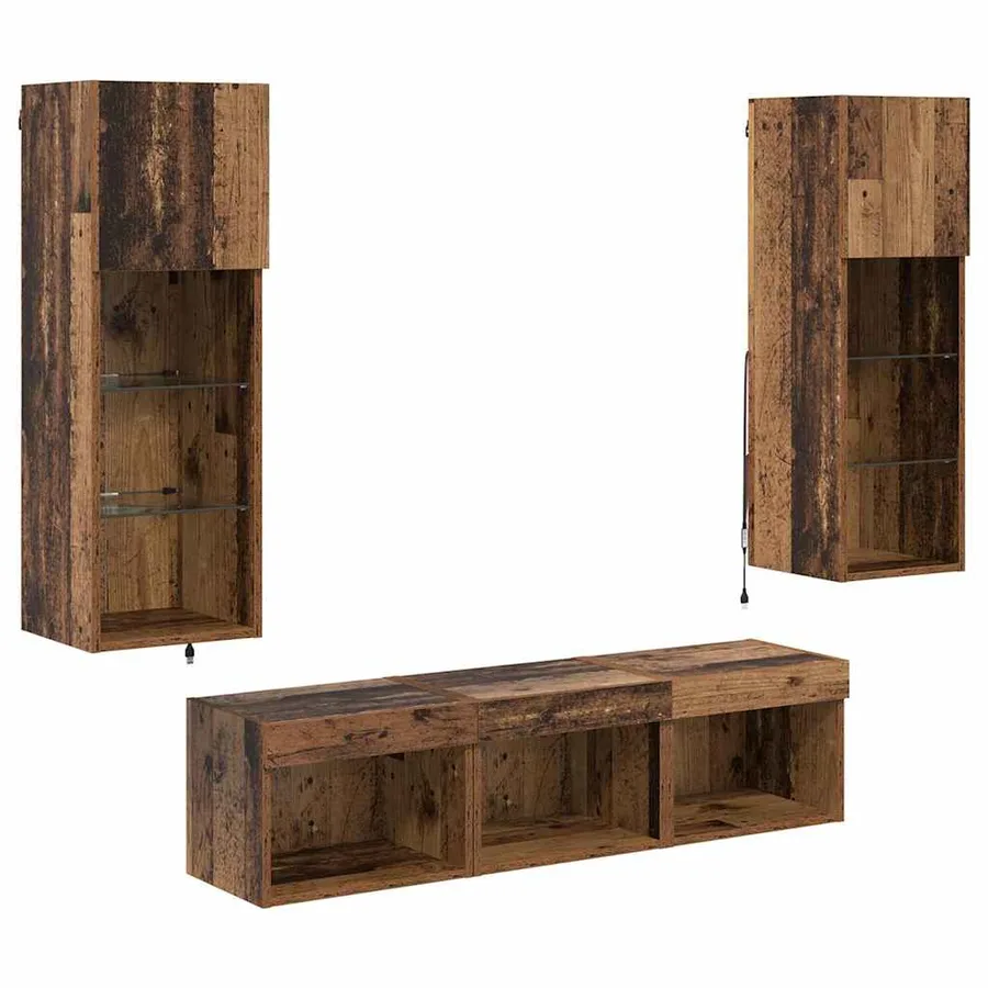 Meubles TV muraux 5 pcs Chêne noir Bois d'ingénierie - 2