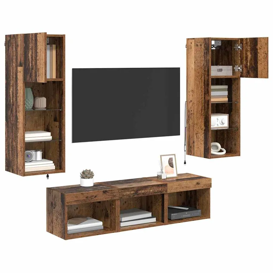 Meubles TV muraux 5 pcs Chêne noir Bois d'ingénierie - 3