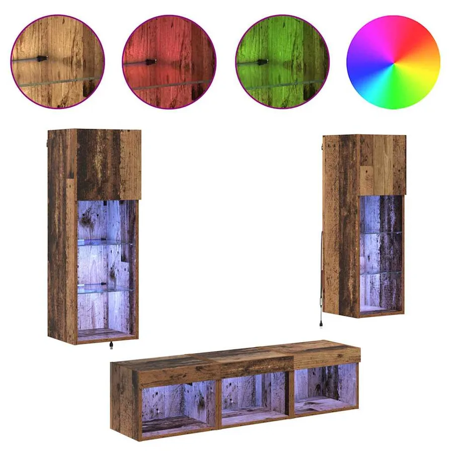 Meubles TV muraux 5 pcs Chêne noir Bois d'ingénierie - 4