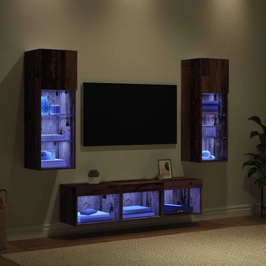 Meubles TV muraux 5 pcs Chêne noir Bois d'ingénierie - 5