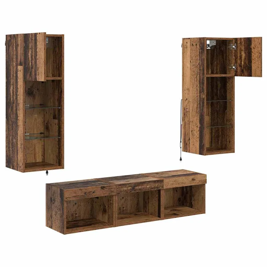 Meubles TV muraux 5 pcs Chêne noir Bois d'ingénierie - 9