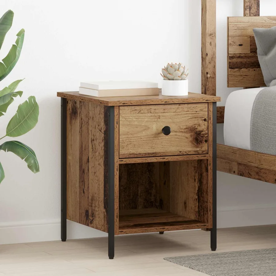 Cabinet de chevet Bois ancien 40 x 42 x 50 cm Bois d'ingénierie