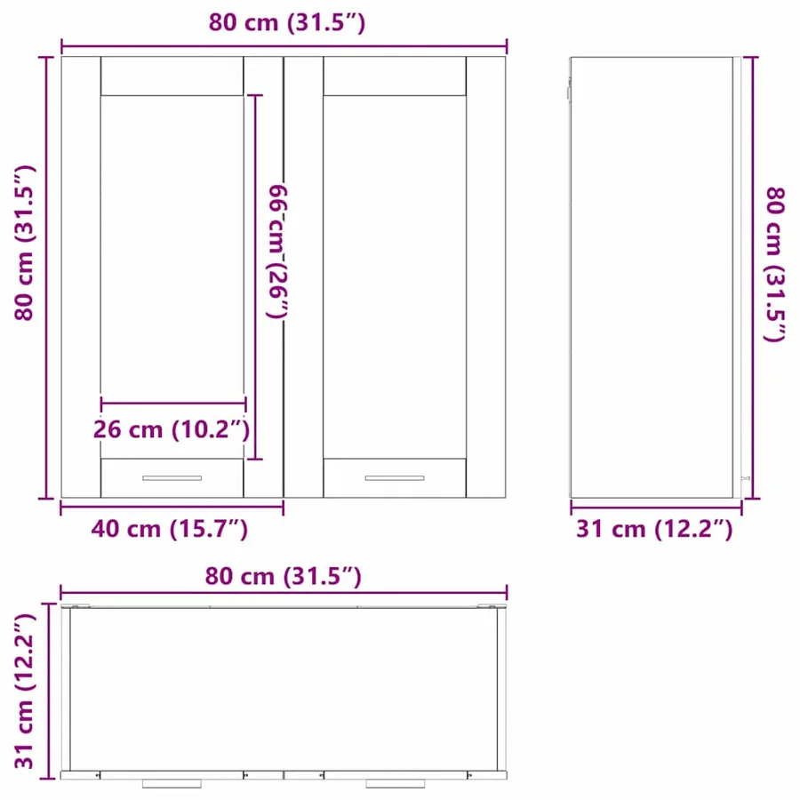 Armoire suspendue Chêne artisanal 80 x 31 x 80 cm - 13