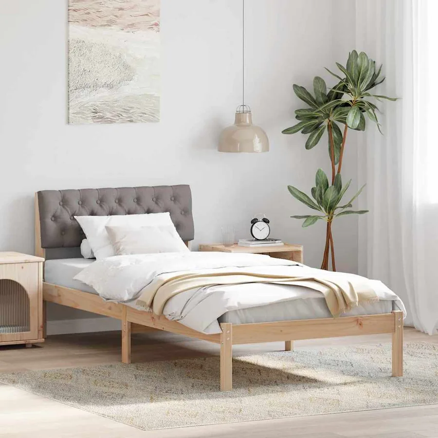 Cadre de lit Marron et taupe 90 x 200 cm Bois massif en pin