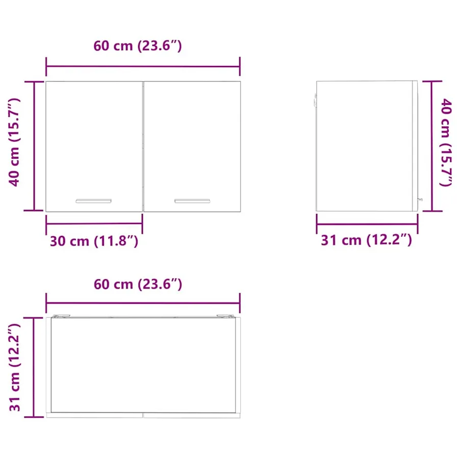 Armoire suspendue 2 pcs Chêne Artisan et Blanc 60 x 31 x 40 cm - 13