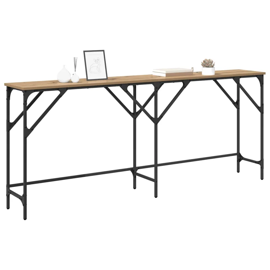 Table console Chêne artisanal 180 x 30 x 75 cm - 3