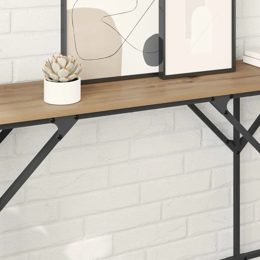 Table console Chêne artisanal 180 x 30 x 75 cm - 4