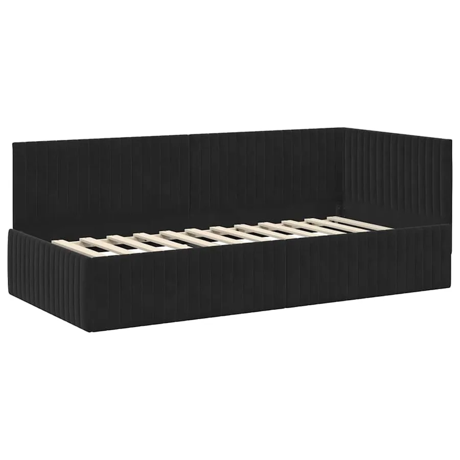 Cadre de lit d'angle Noir 90 cm x 190 cm Velours - 4