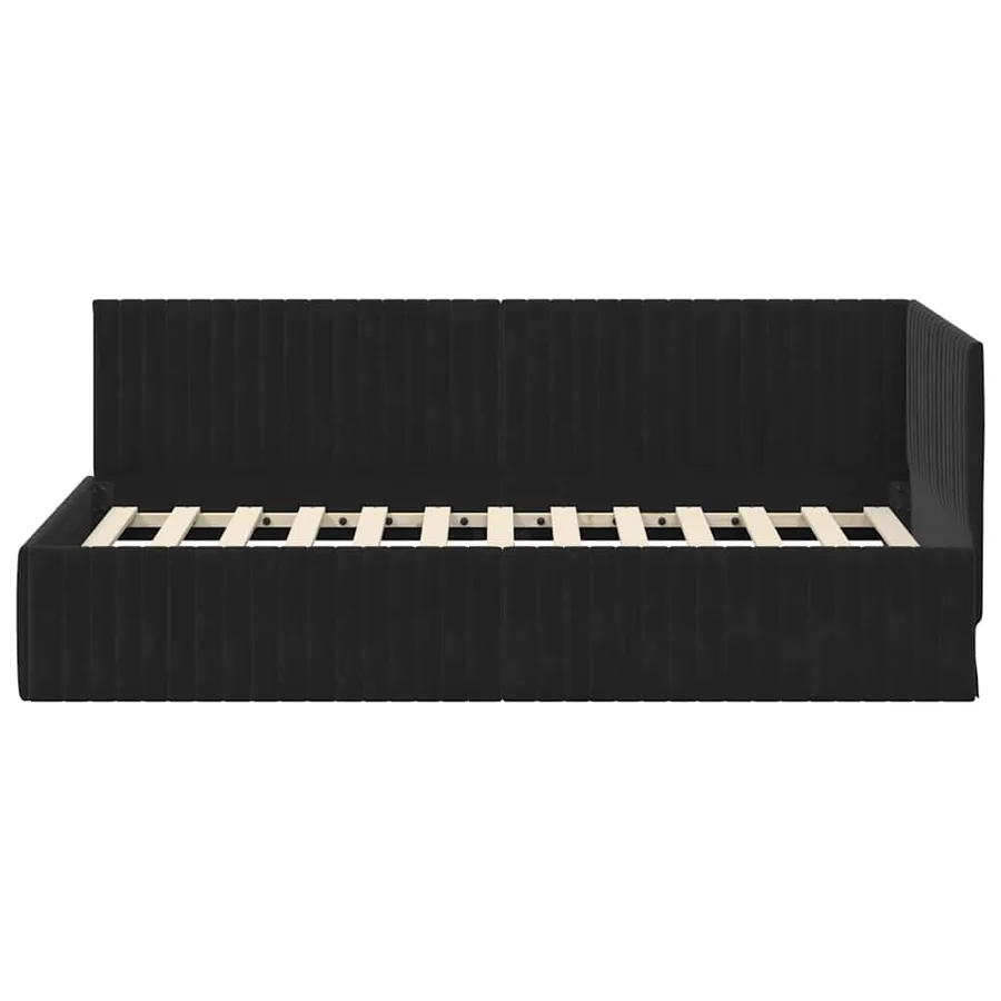 Cadre de lit d'angle Noir 90 cm x 190 cm Velours - 5