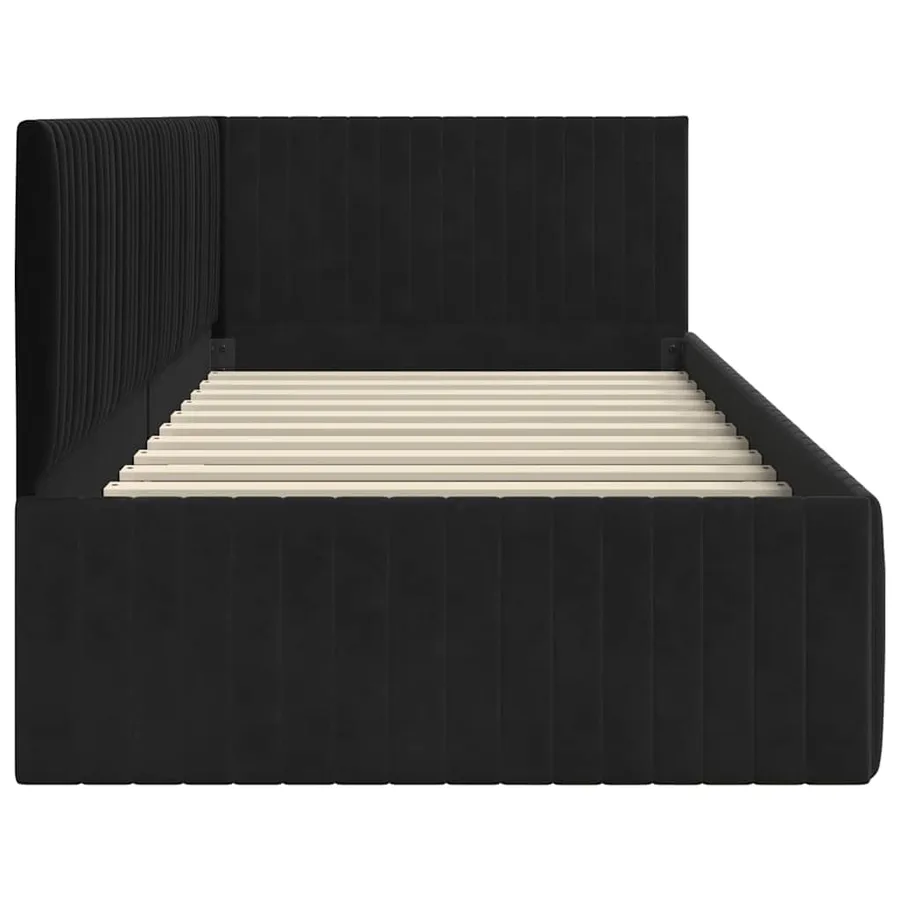 Cadre de lit d'angle Noir 90 cm x 190 cm Velours - 6