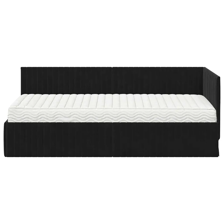 Cadre de lit d'angle avec matelas 2 pcs Noir Velours - 5