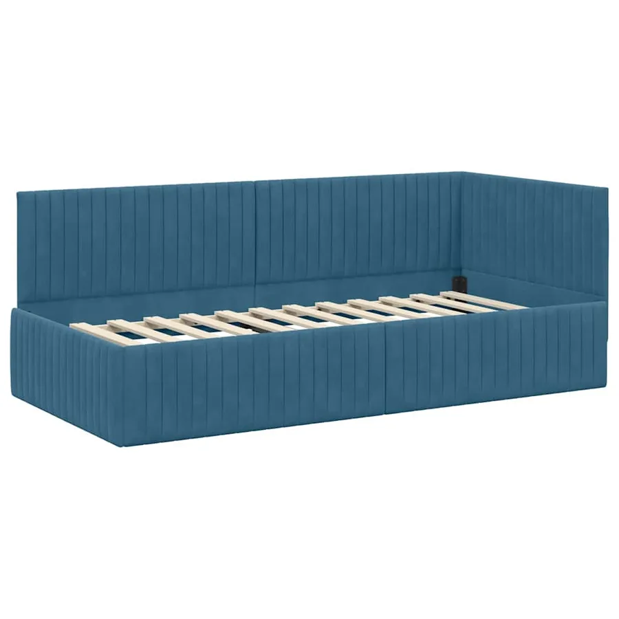 Cadre de lit d'angle avec matelas 2 pcs Bleu Velours - 6