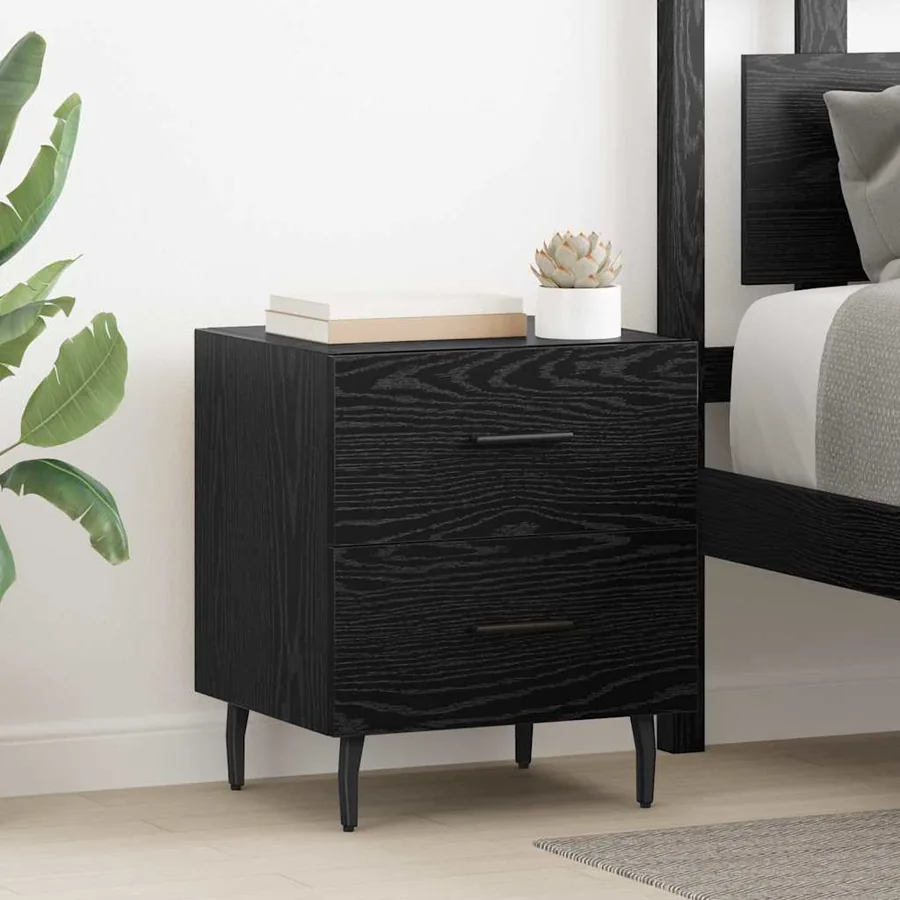 Cabinet de chevet avec tiroir Chêne noir 40 x 35 x 47,5 cm