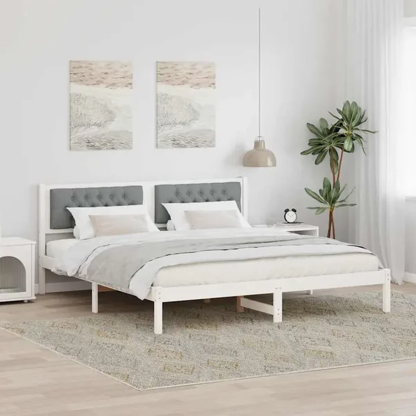 Cadre de lit Gris clair 160 x 200 cm Pin massif