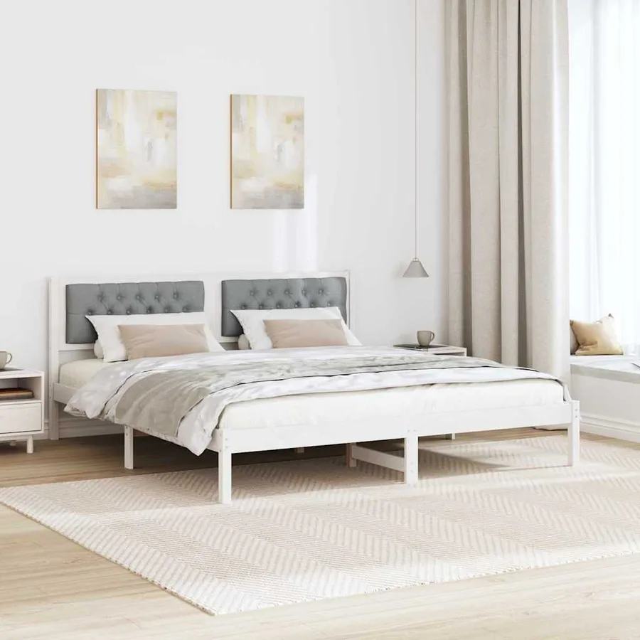 Cadre de lit Gris clair 160 x 200 cm Pin massif - 4